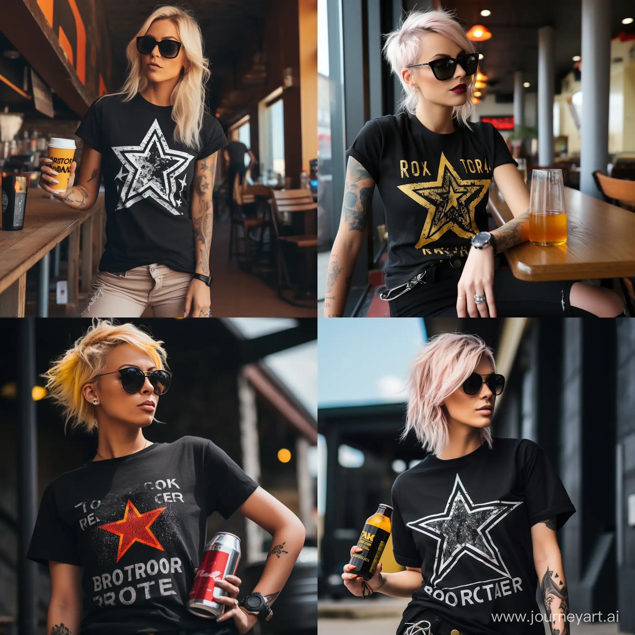 Stylish-Female-in-Black-Rockstar-Energy-Drink-TShirt
