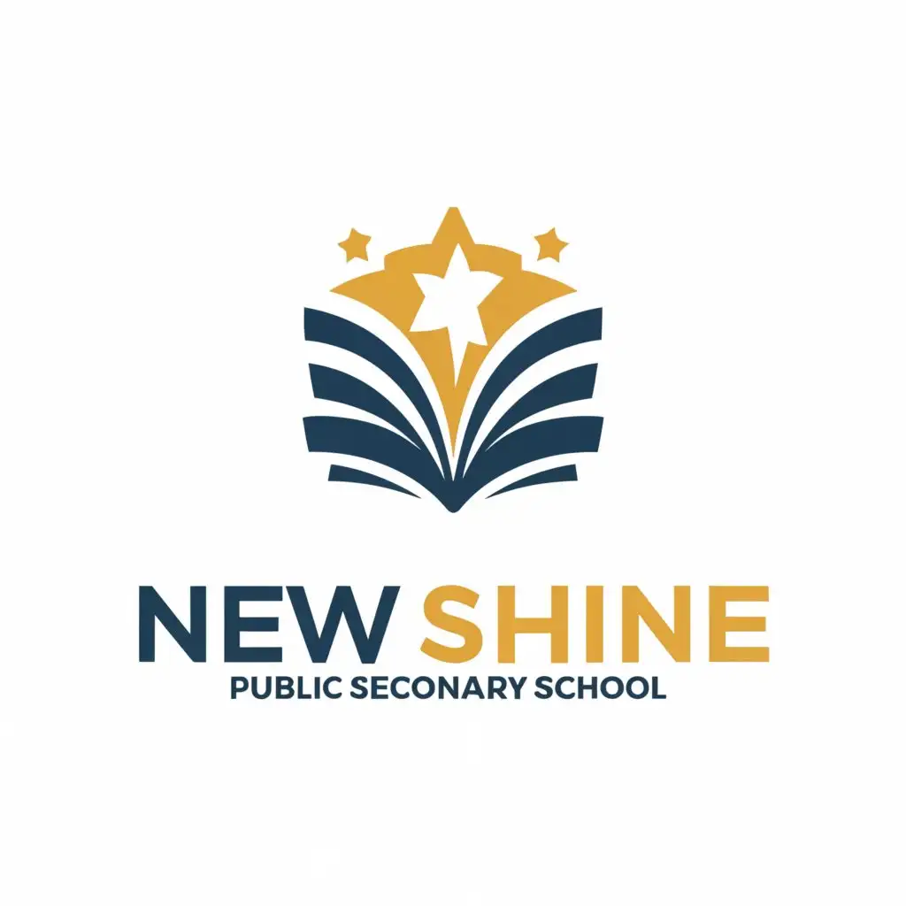 a logo design,with the text "New Shine Public Secondary School", main symbol:Book,Moderate,be used in Education industry,clear background