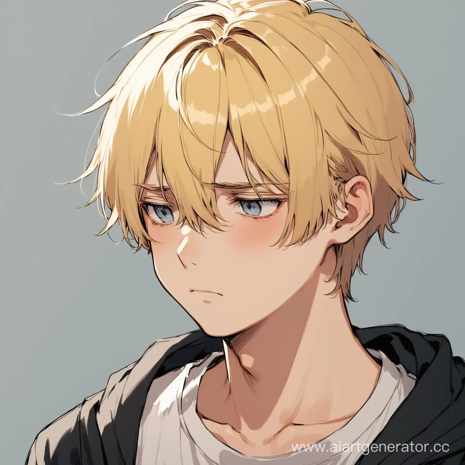 sad boy, blond

