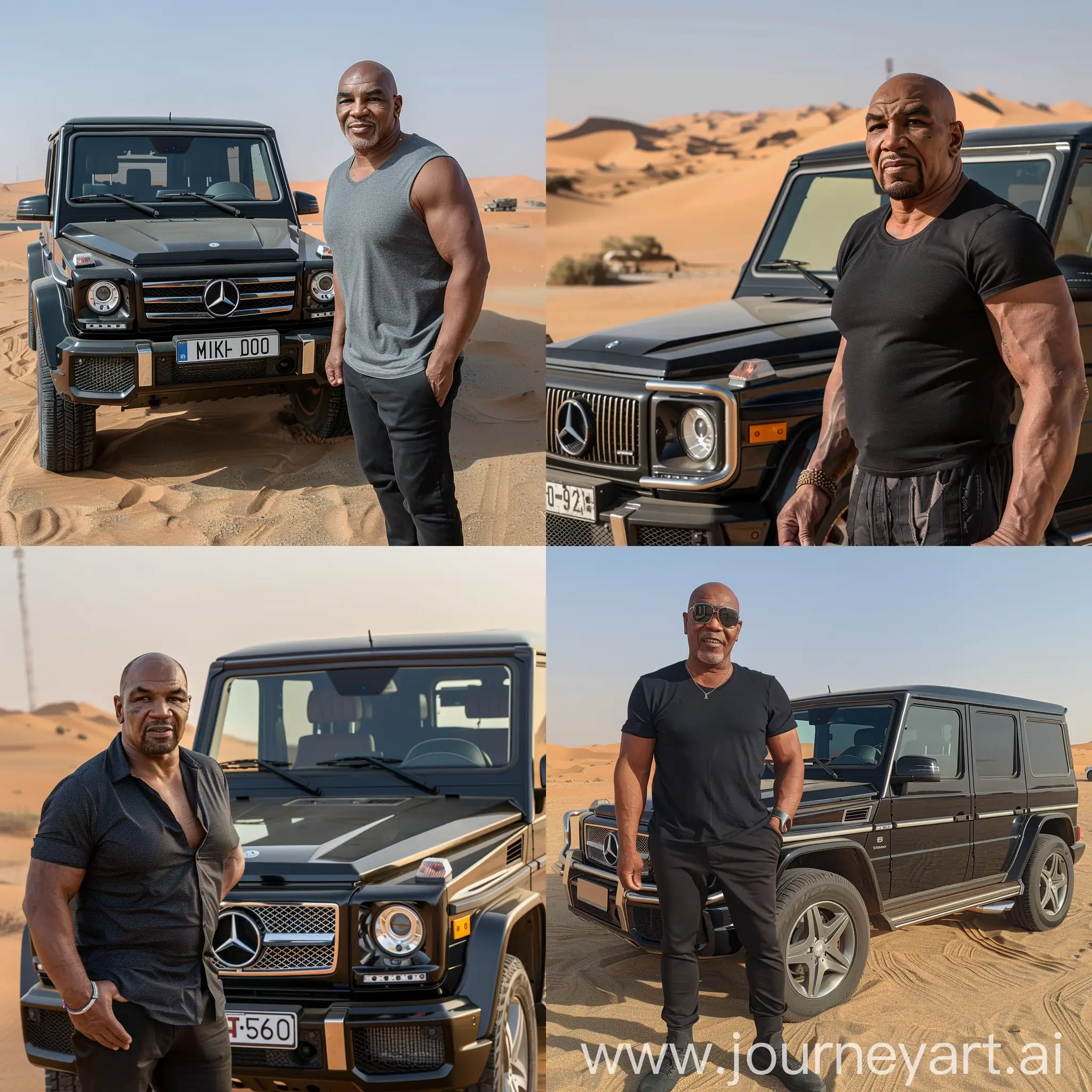 Mike-Tyson-Poses-with-Mercedes-GWagen-in-Dubai-Desert