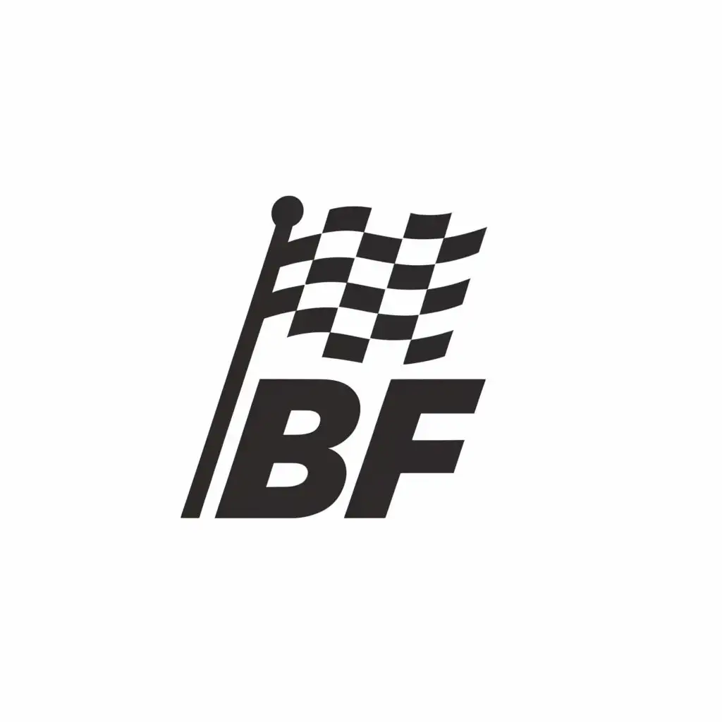 logo, checkered flag, with the text "BF", typography, be used in Automotive industry, make text "BF" more fluid, minimal