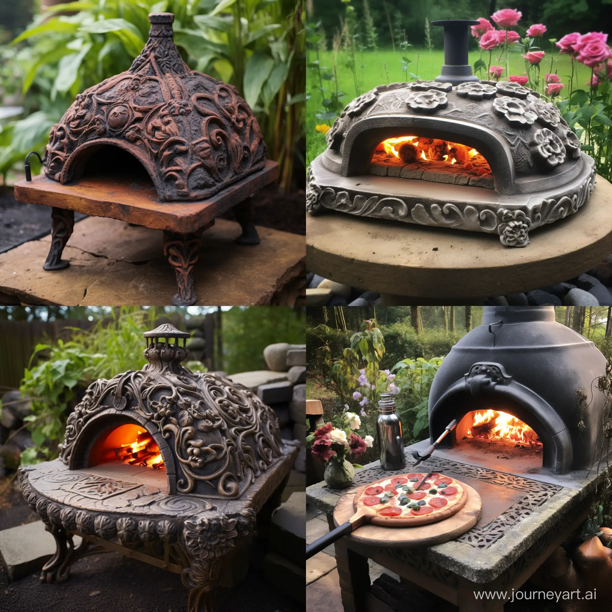 Rustic-Stone-Pizza-Oven-with-Cast-Iron-Hinged-Carved-Lid