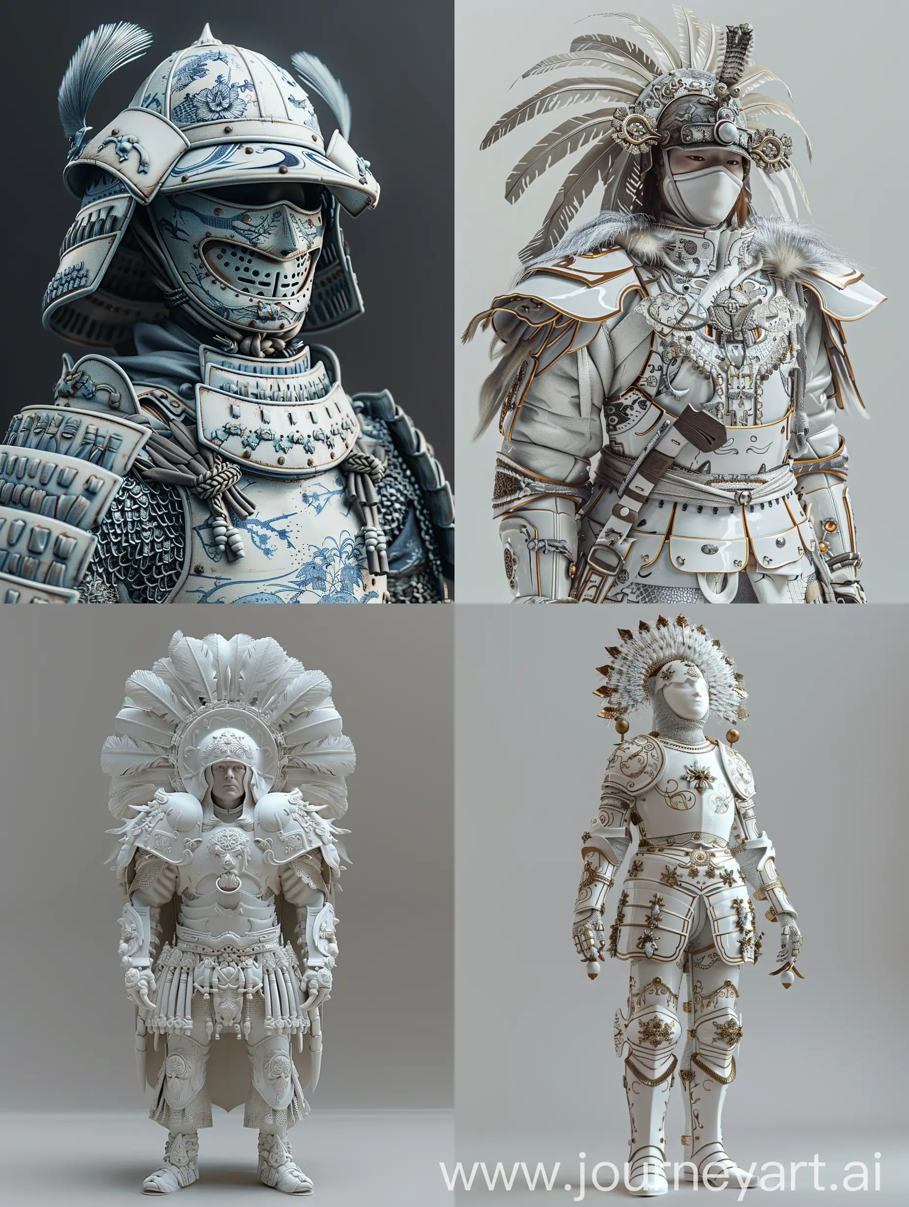 HyperRealistic-Medieval-Warrior-in-Porcelain-Armor-with-Imari-War-Bonnet