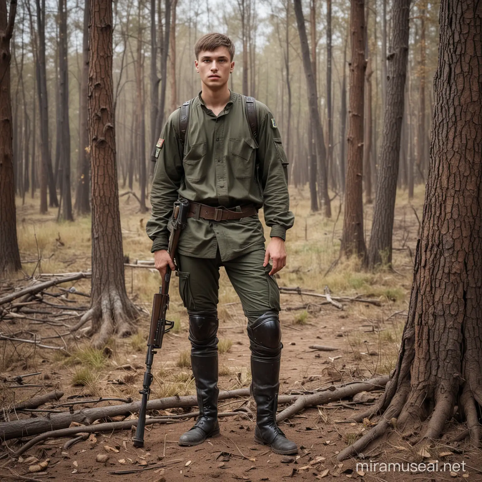 Ukrainian Man with Prosthetic Leg Engages in Forest Gunfight