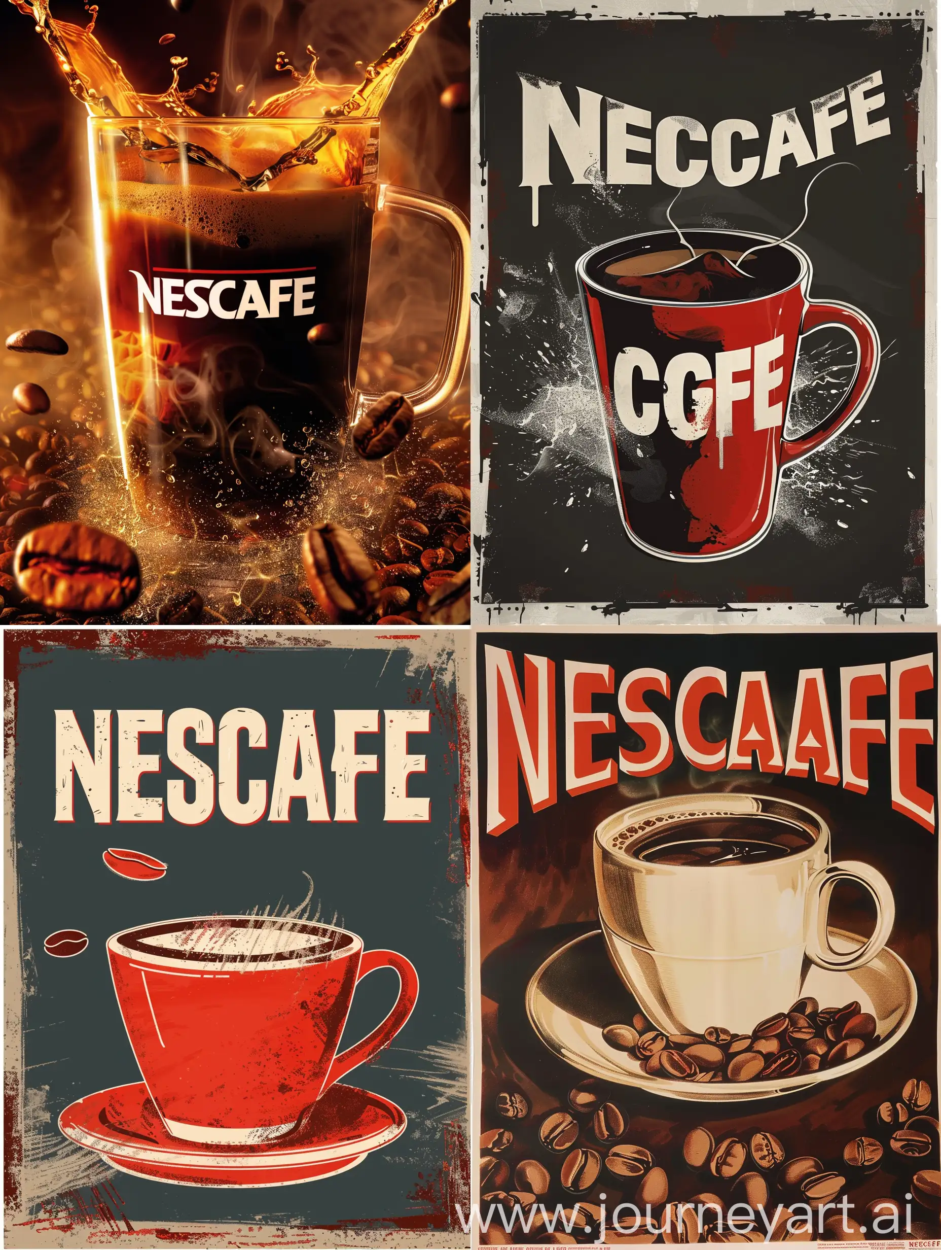 Рекламный постер с кофе "NESCAFE"