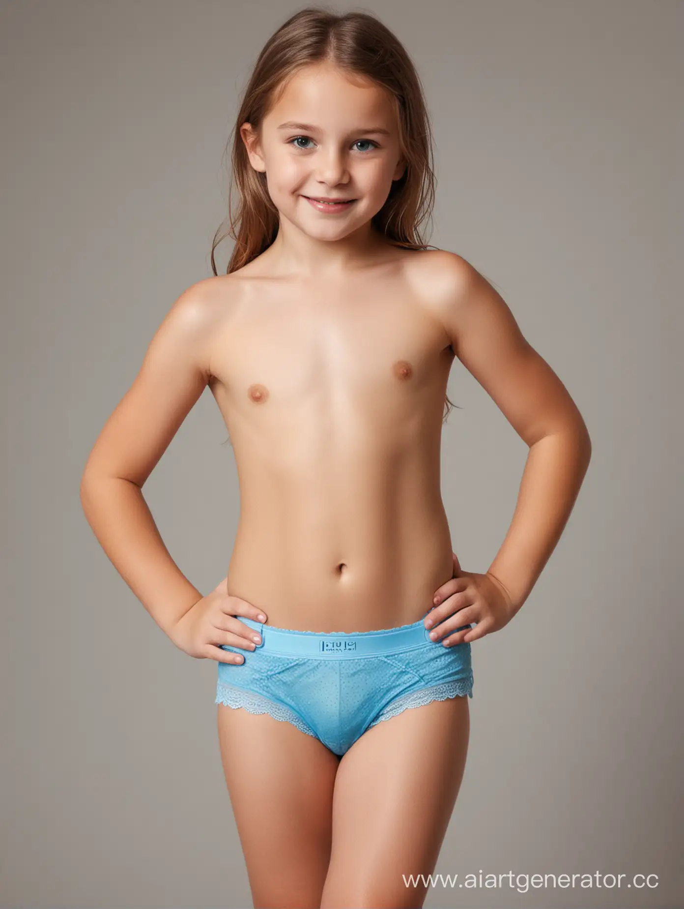 8 year old girl in blue underwear