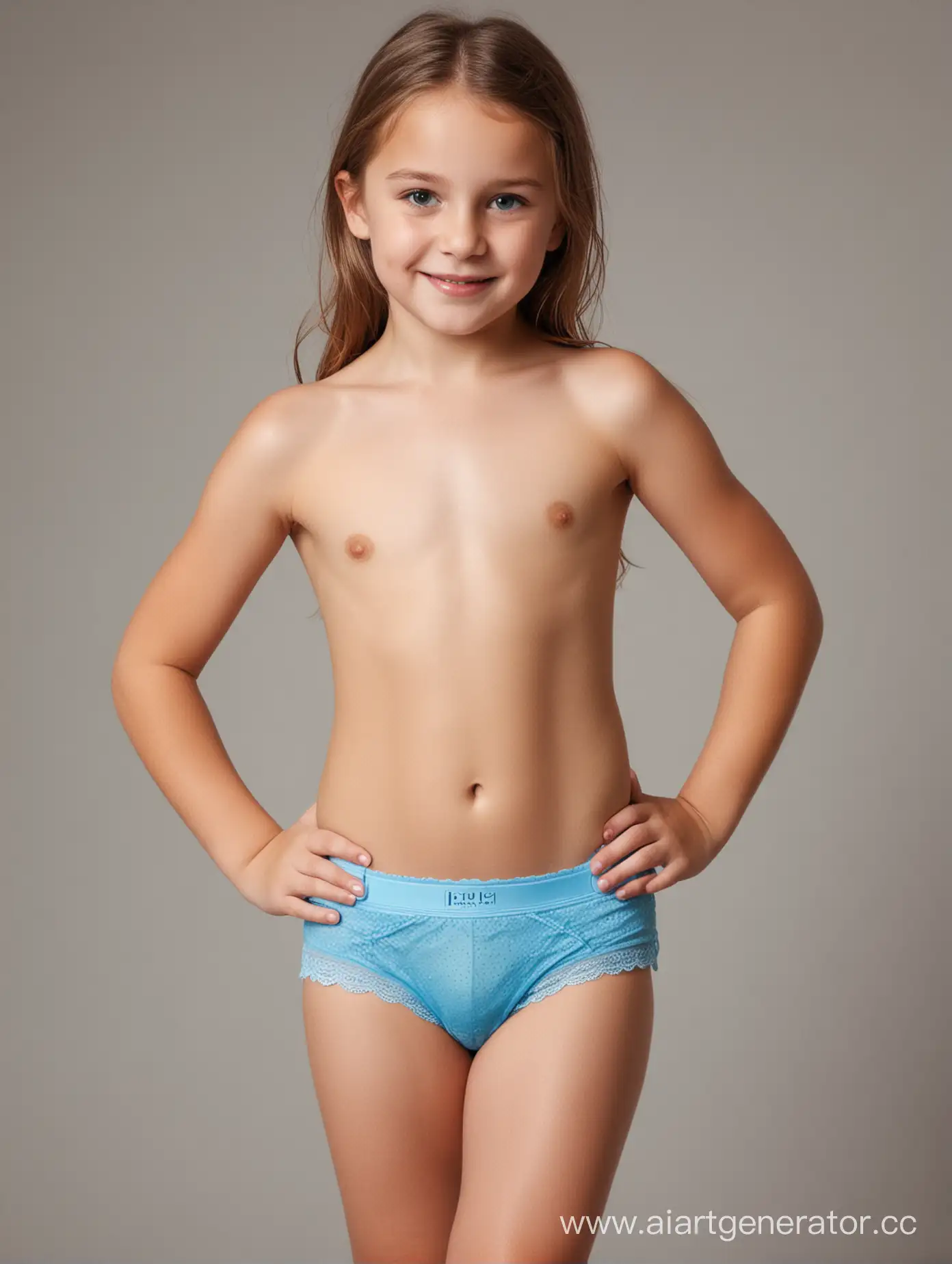 Cheerful-8YearOld-Girl-Posing-in-Vibrant-Blue-Underwear