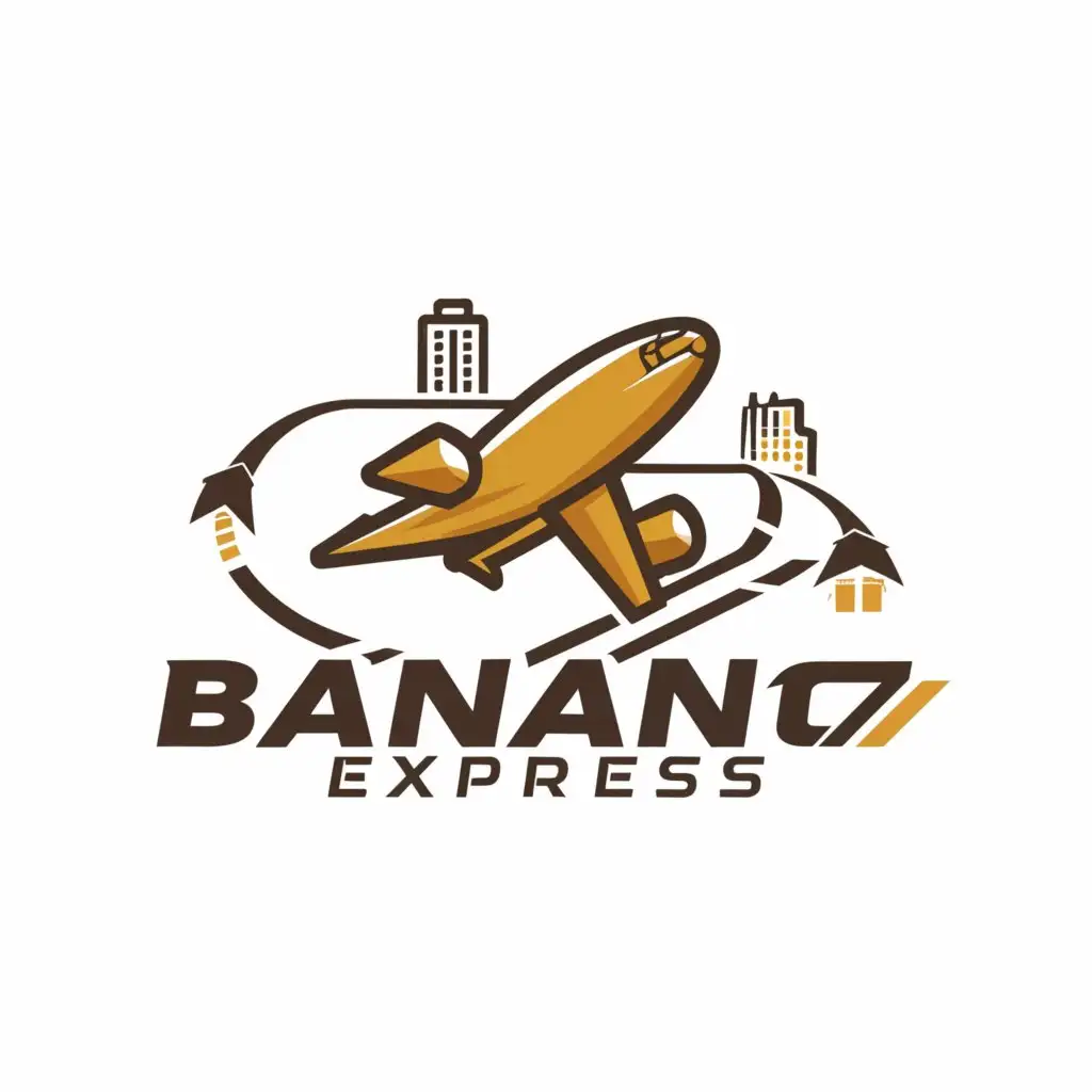 a logo design,with the text "banana express", main symbol:wine traveling tourism plane world,complex,clear background