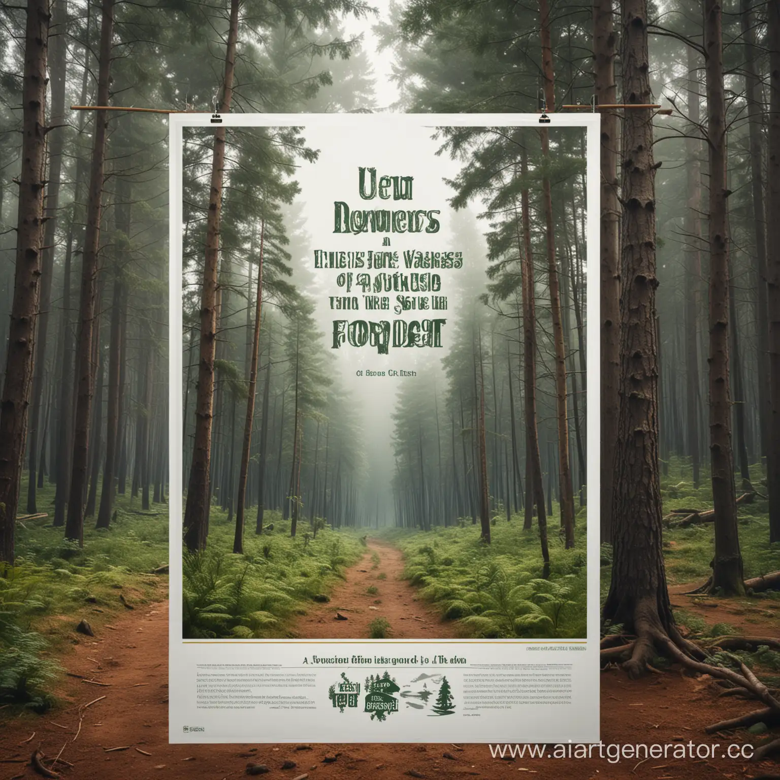 Дизайн плаката, вуз ВГЛТУ, слоган " we form experts in the vastness of the forest", на английском языке, в реалистичном стиле