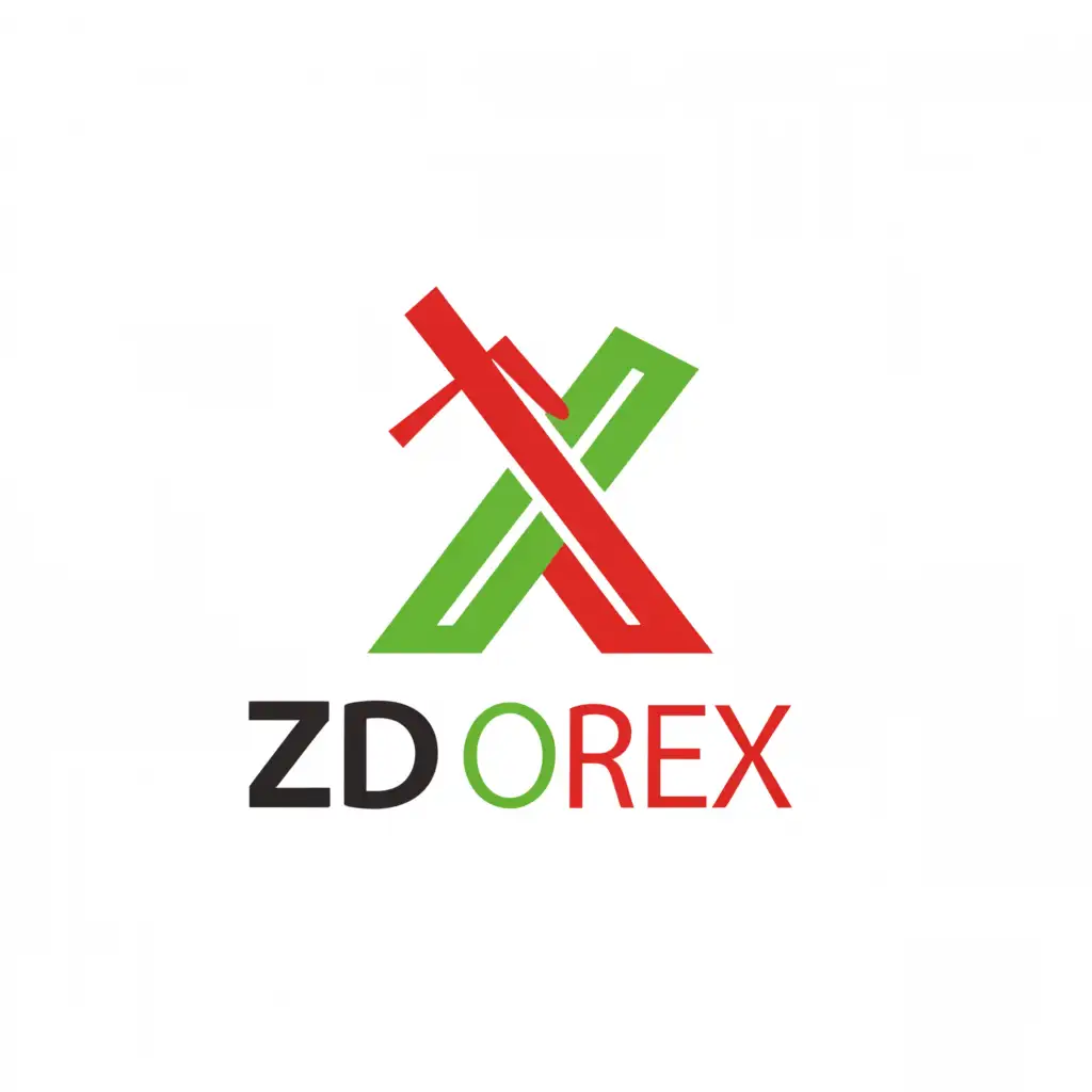 a logo design,with the text "ZD forex", main symbol:Japanese candle sticks red and green,Moderate,be used in Finance industry,clear background