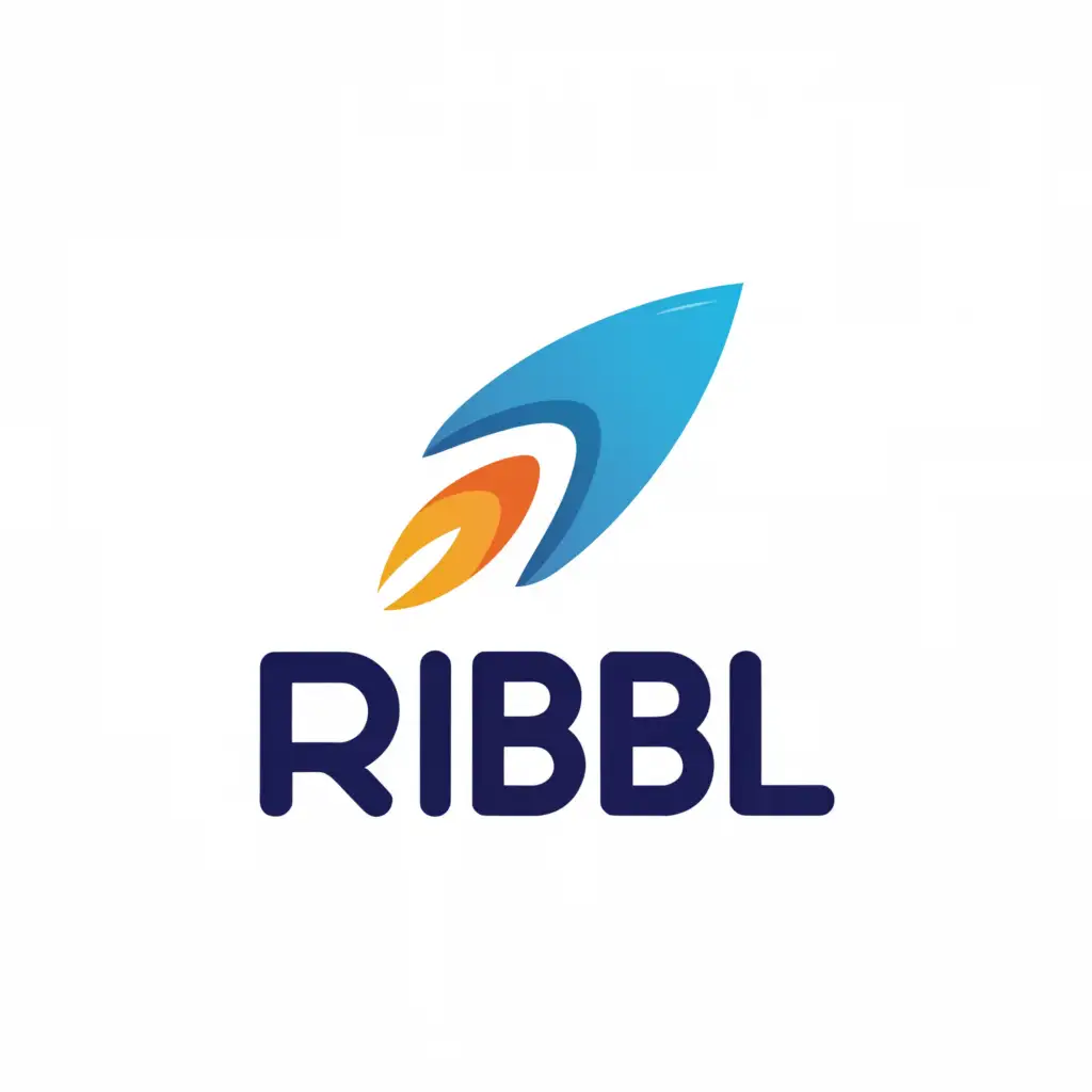 a logo design, with the text 'ribbl', main symbol: An i shaped like a rocket car with wheels on the rocket on left hand side of the word ribbl and blue and orange in colour., Minimalistic, to be used in Finance industry, clear background