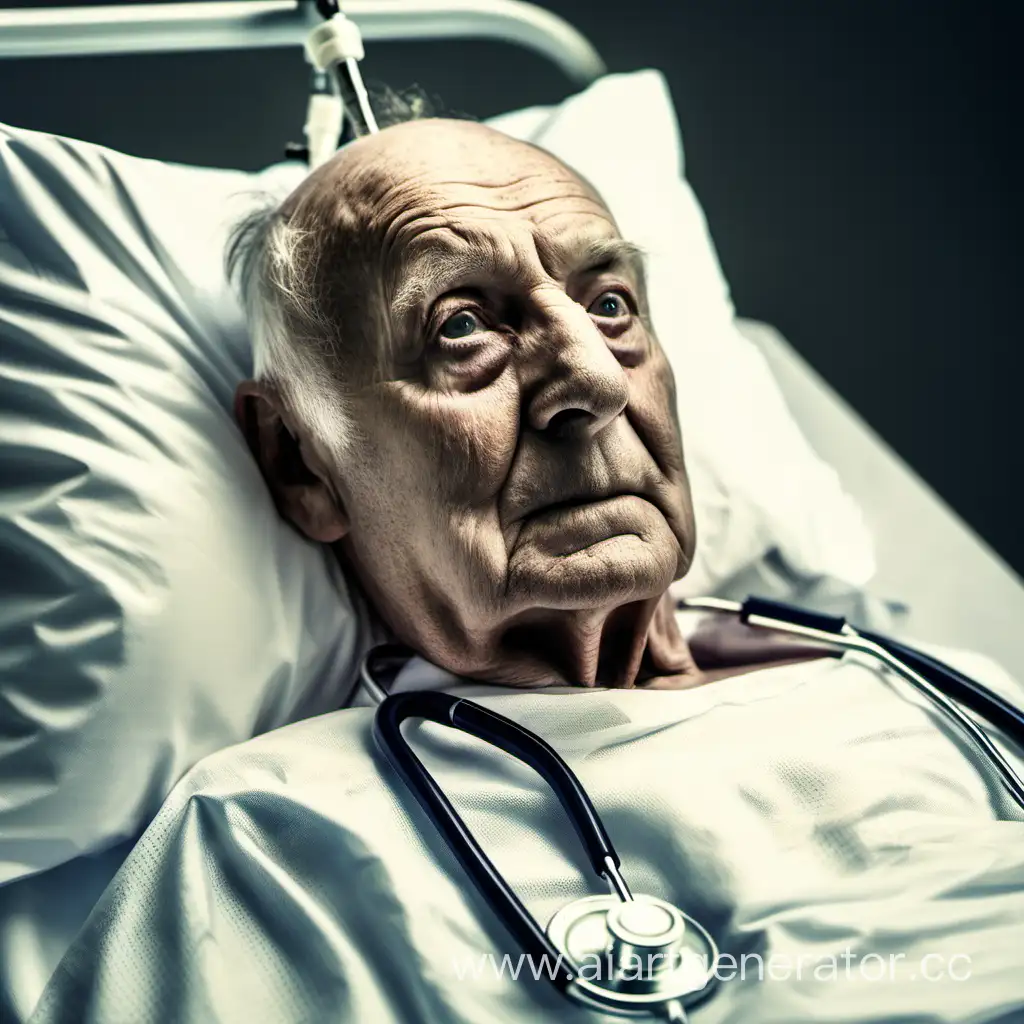 old short balding man in medical bed