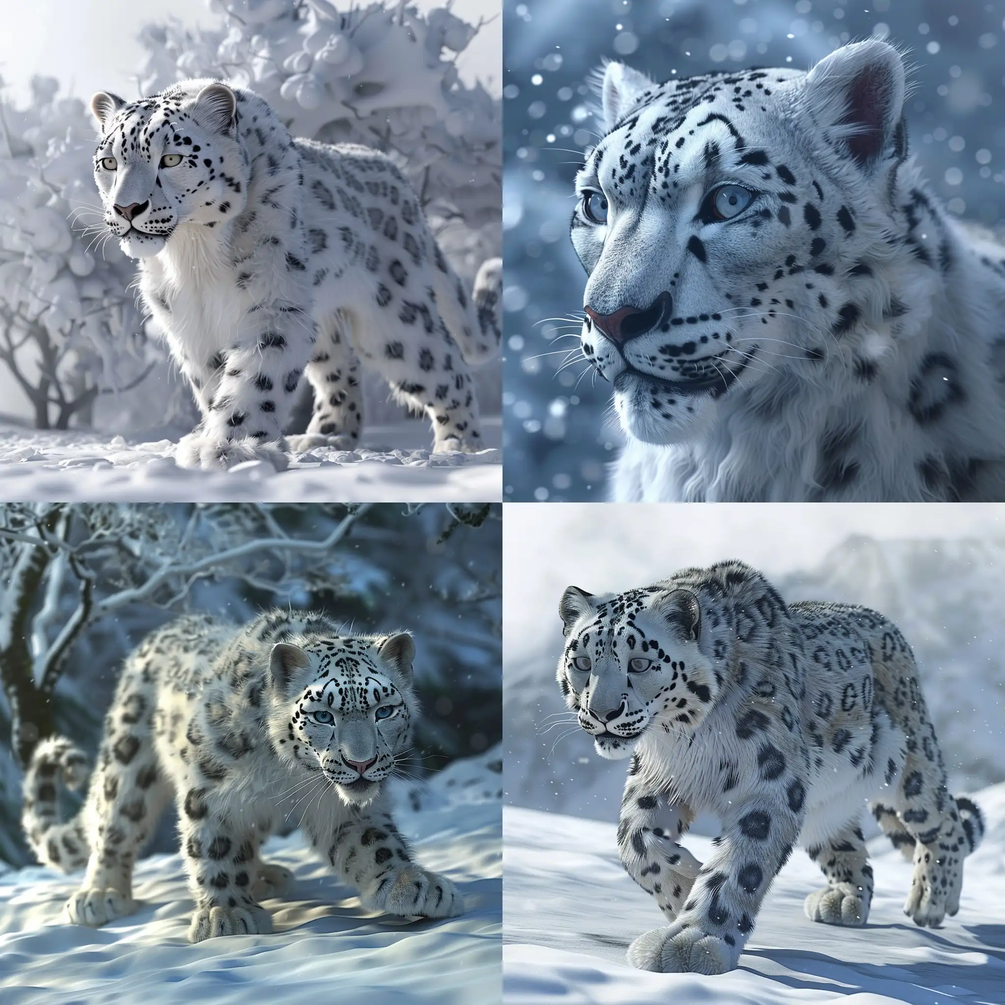 白色的雪豹，动漫，3D