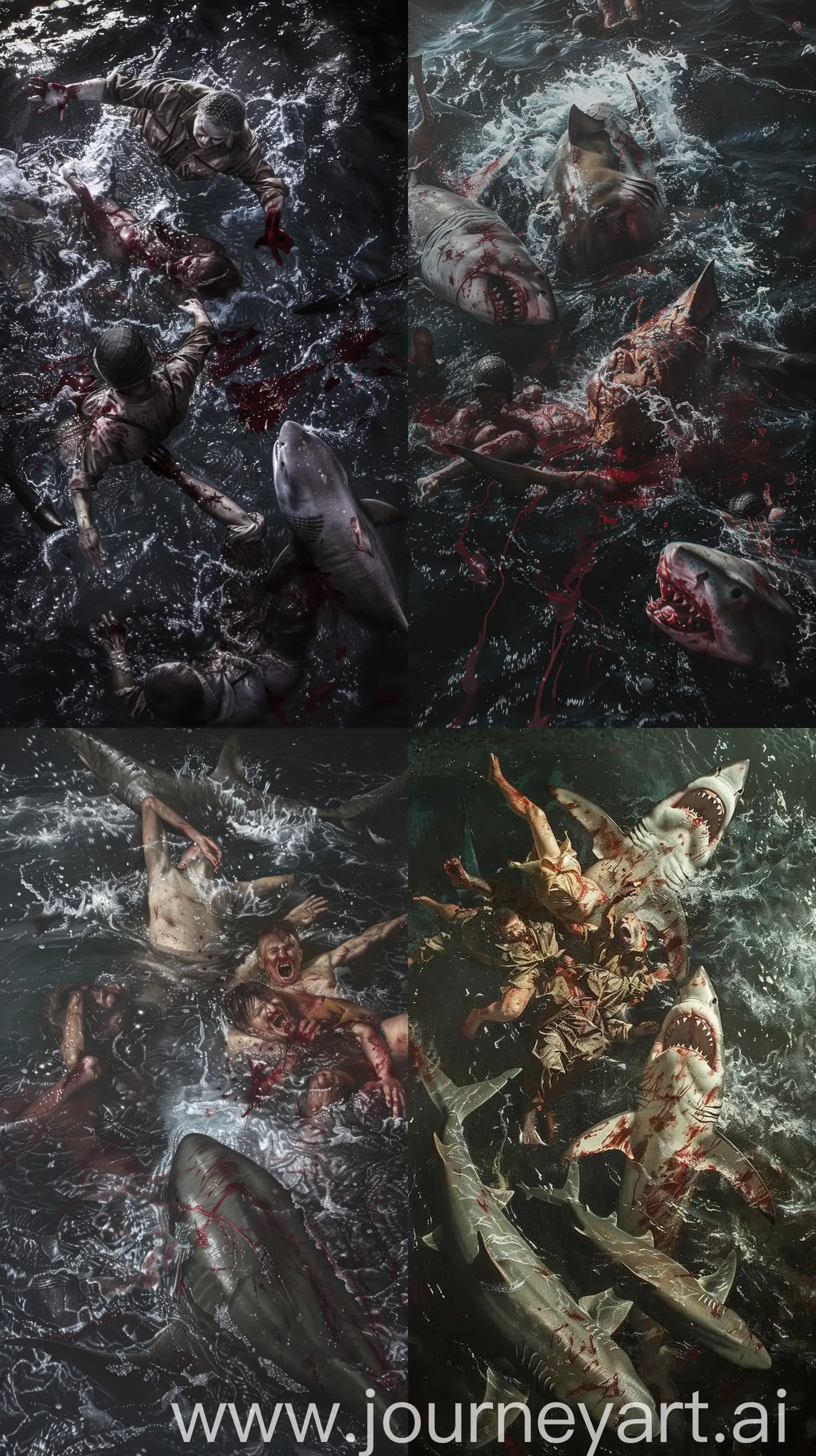 Trauma-of-World-War-II-Survivors-Harrowing-Scene-in-Dark-Waters-with-Sharks