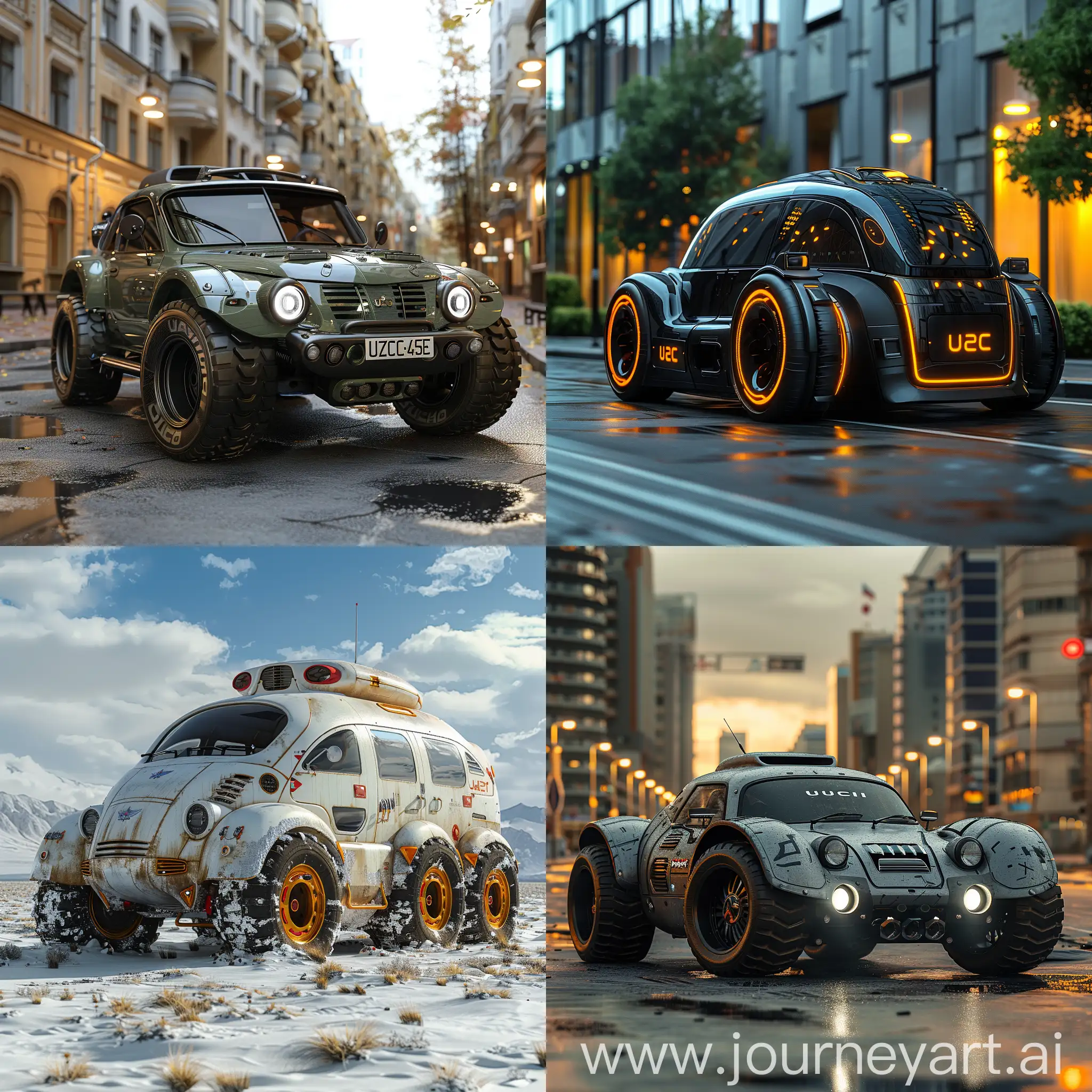 Ultra-modern futuristic UAZ-452, ultramodern futuristic UAZ-452, octane render --stylize 1000