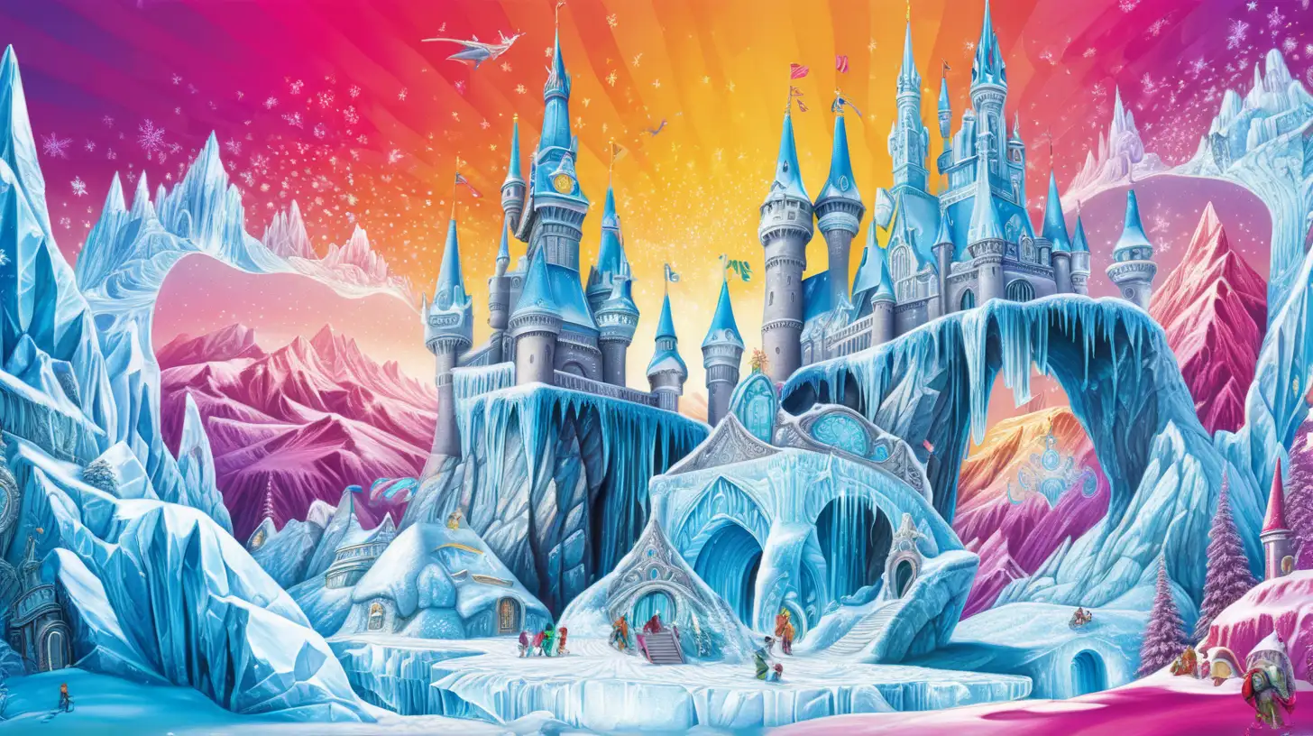 Fantastical Ice Kingdom in Vibrant POPART Colors