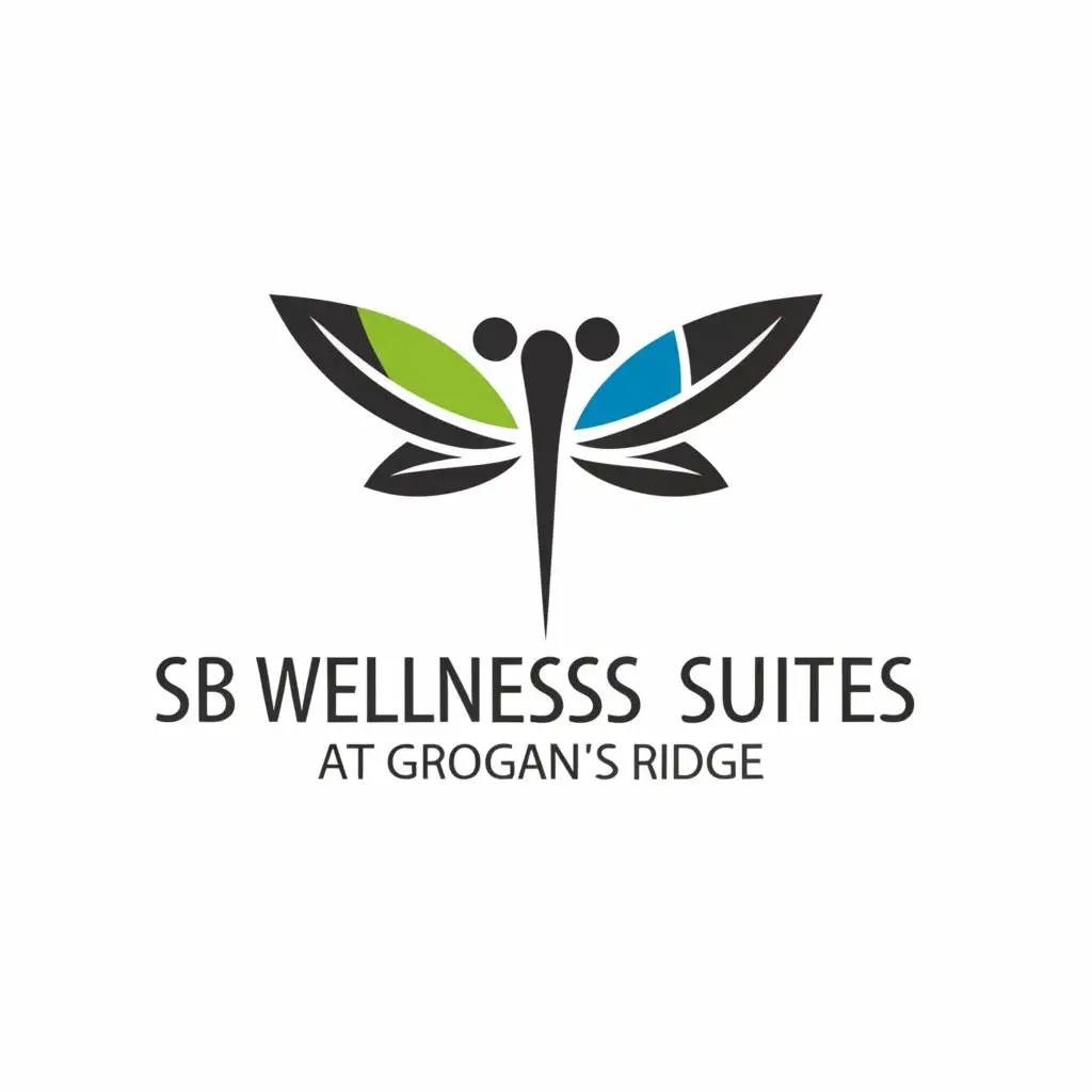 a logo design,with the text "SB Wellness Suites
at Grogan's Ridge", main symbol:dragonfly,Minimalistic,be used in Real Estate industry,clear background