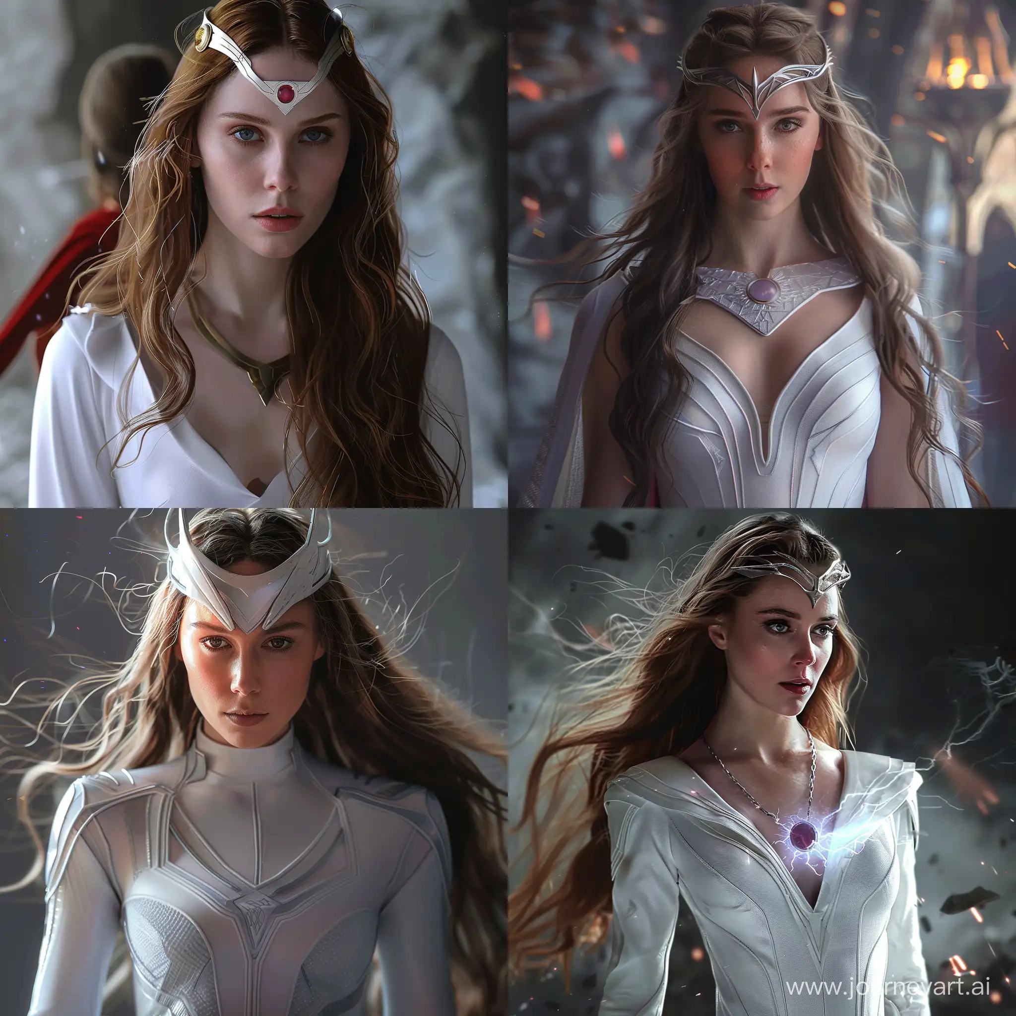 Scarlet Witch in White ultra-realistic 