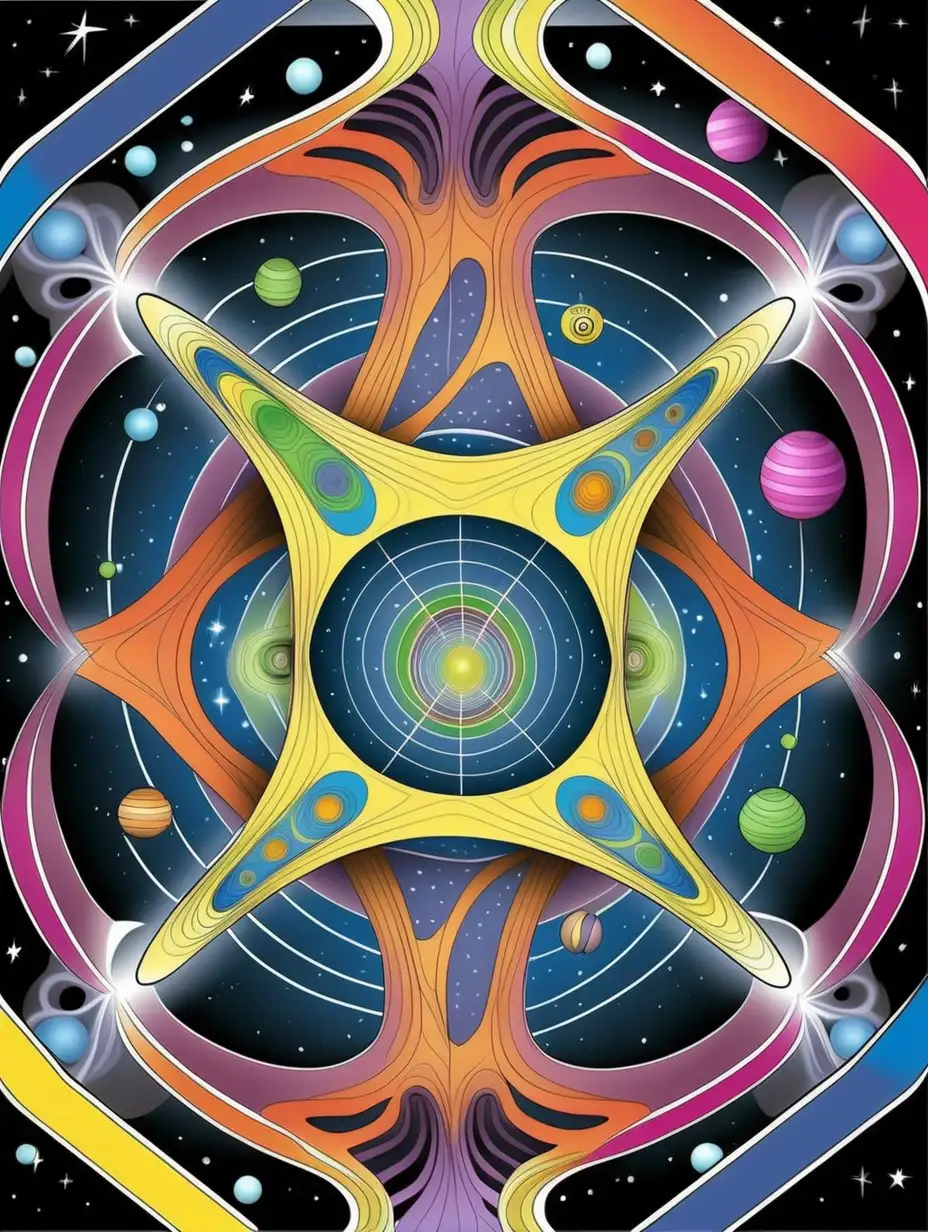Coloring book pages  potential rift in space-time quantum 