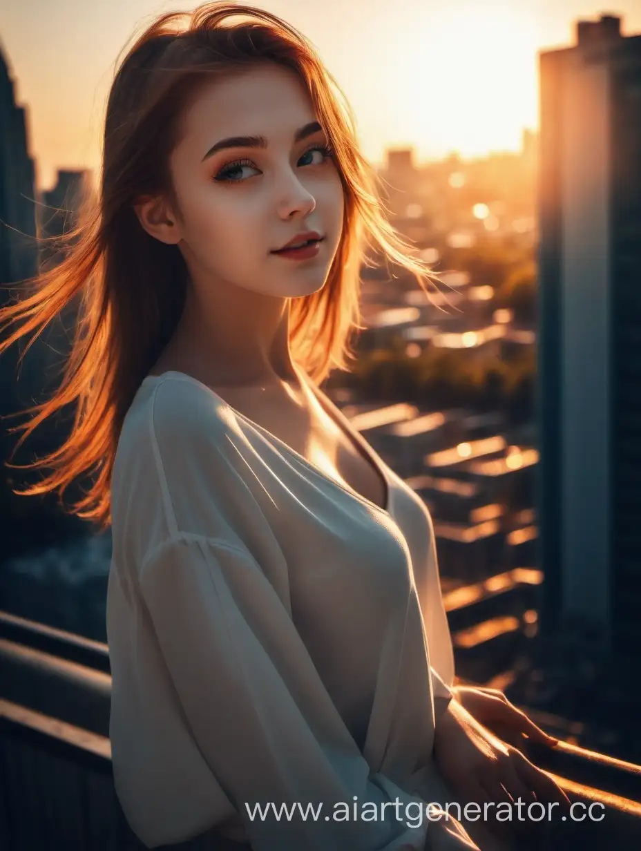 Scenic-Urban-Sunset-with-a-Graceful-Woman