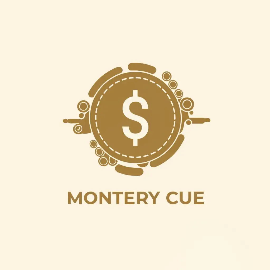 a logo design,with the text "Monetary Cue", main symbol:Coins,Moderate,clear background