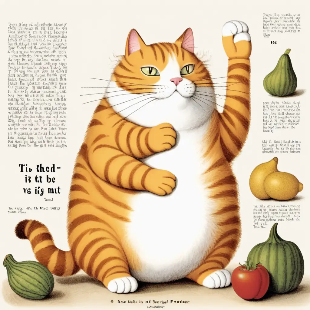 Charming Illustration of a Playful Fat Cat in a Rhyme