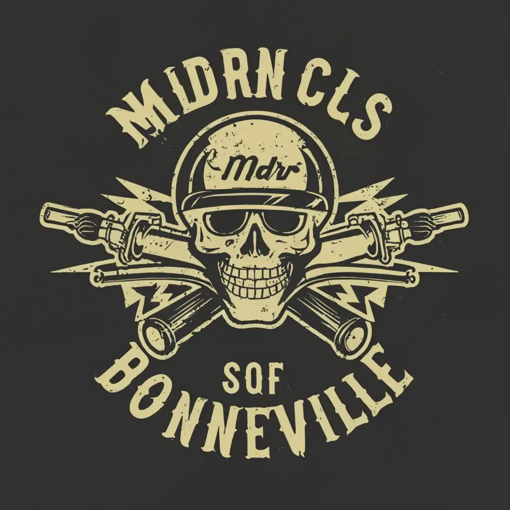 logo, Motorcycles Skull Cafe Racer, with the text "Mdrn Clsscs
Sons of Bonneville", typography, be used in Automotive industry