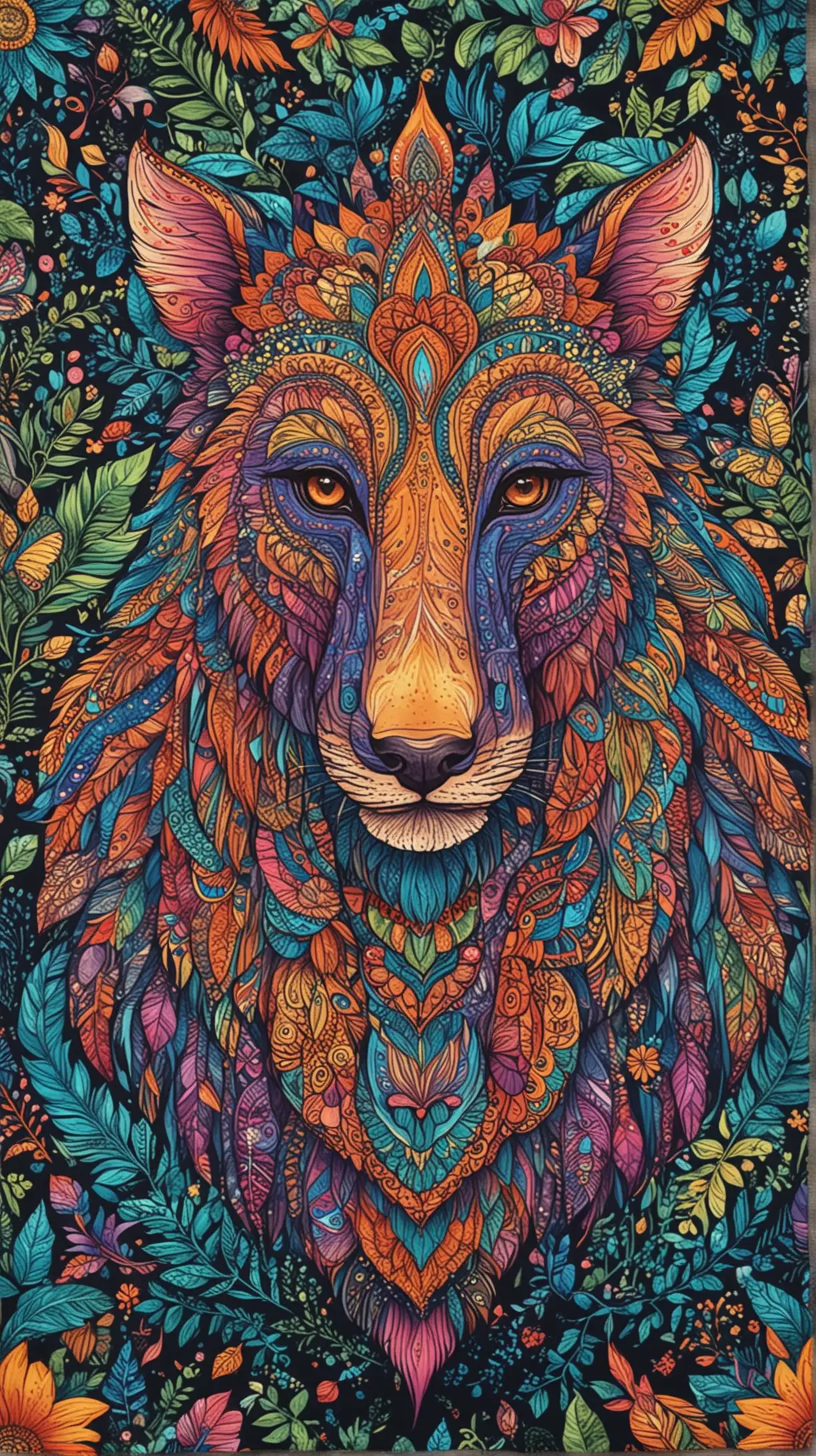 Vibrant Mandala Patterned Jungle Animals in a Lively Display