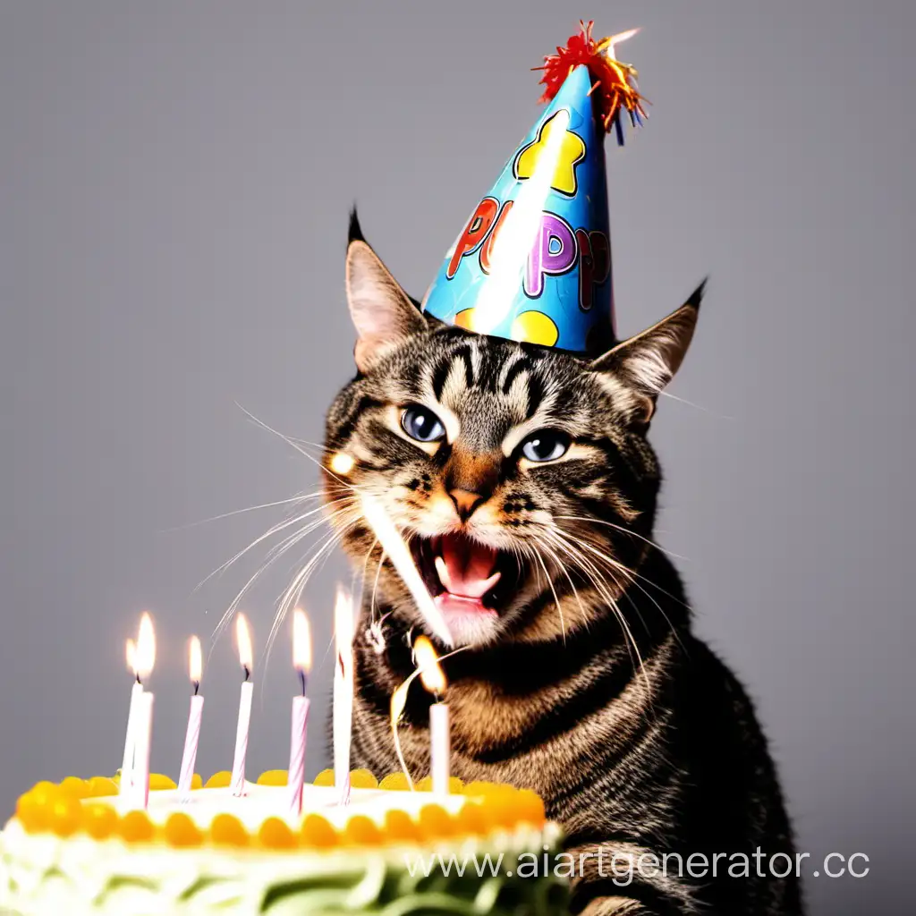 Накаченный кот поздравляет с днем рождения