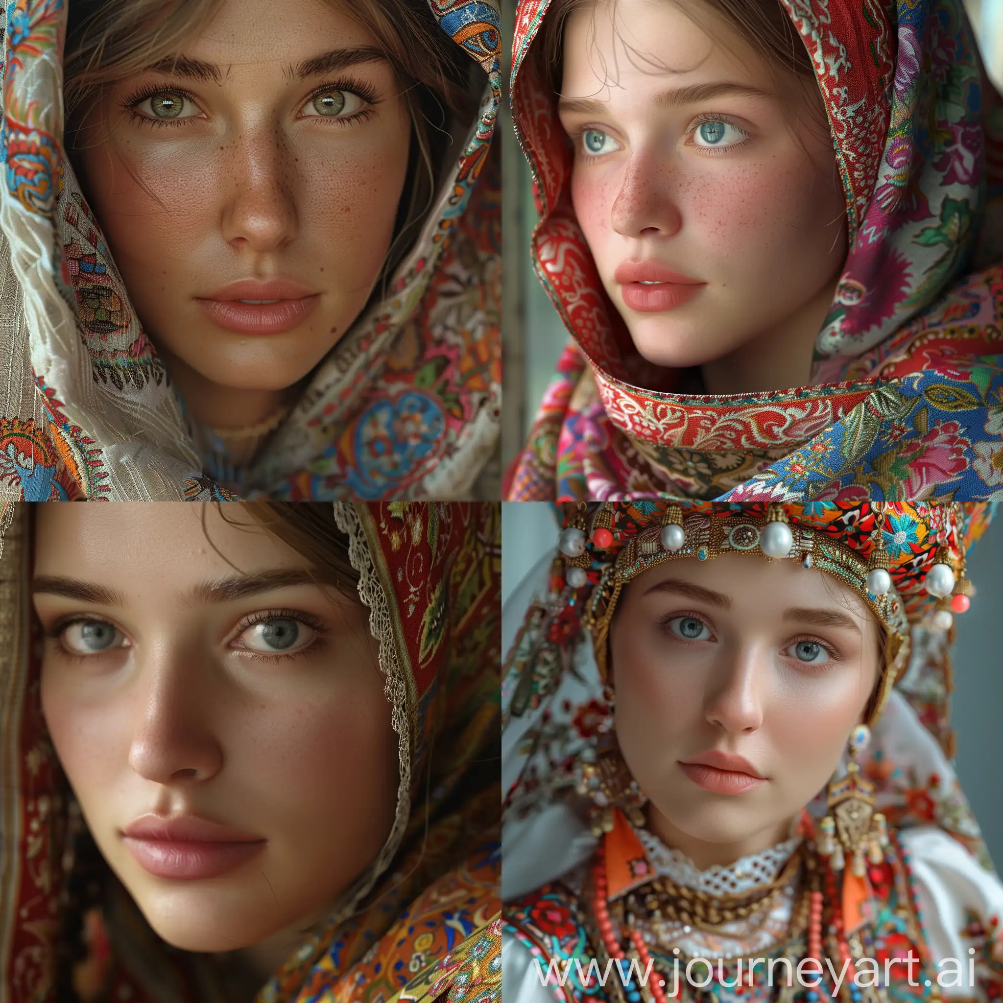 russian traditional women , 8K, closeup, realistic --v 6