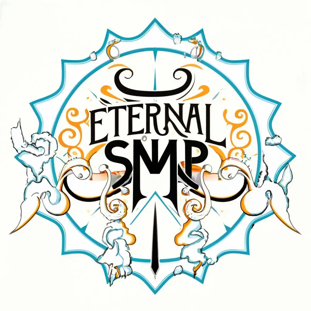 logo, White Aura With Cartoonist Graphics, with the text "ETERNAL SMP", typography