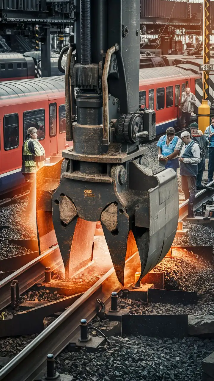 Heavy Machinery Cutting Train Track Industrial Infrastructure Development