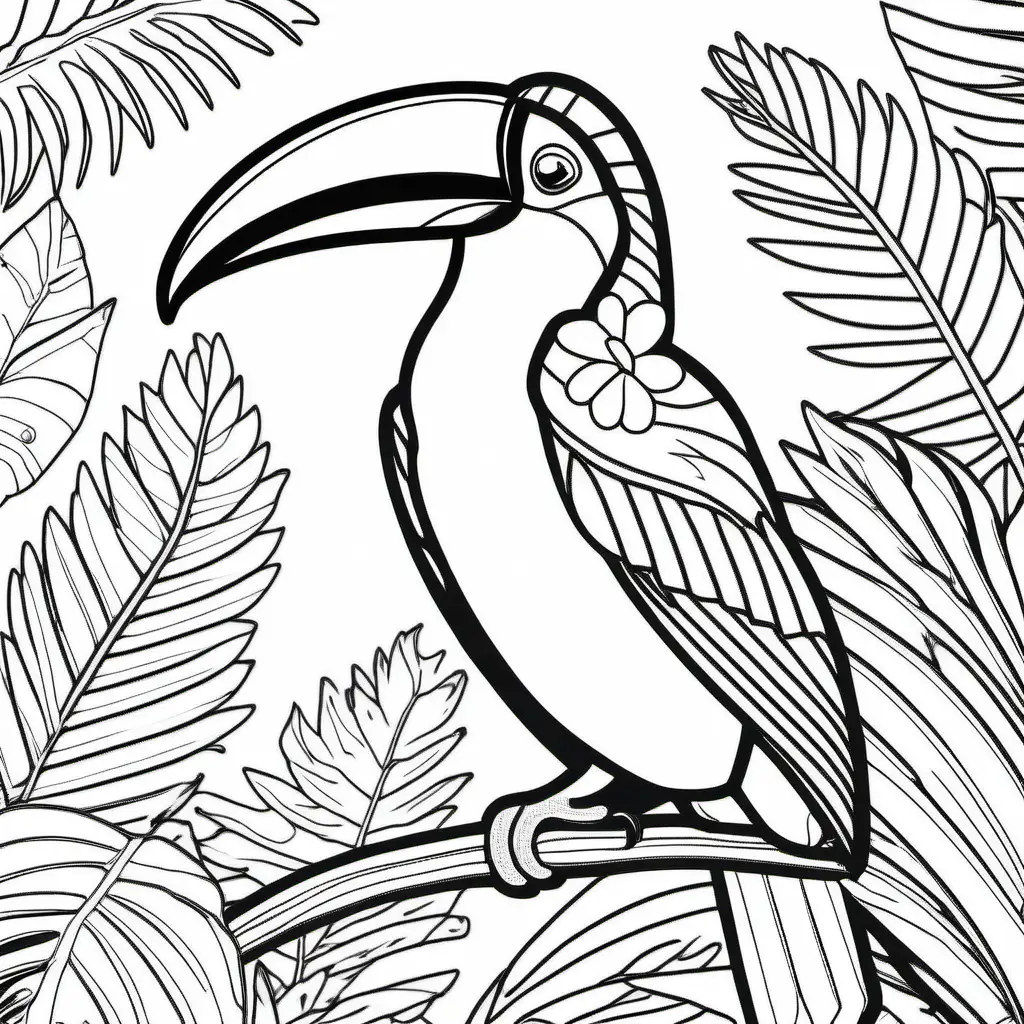Tropical Toucan Coloring Page for Relaxation and Creativity