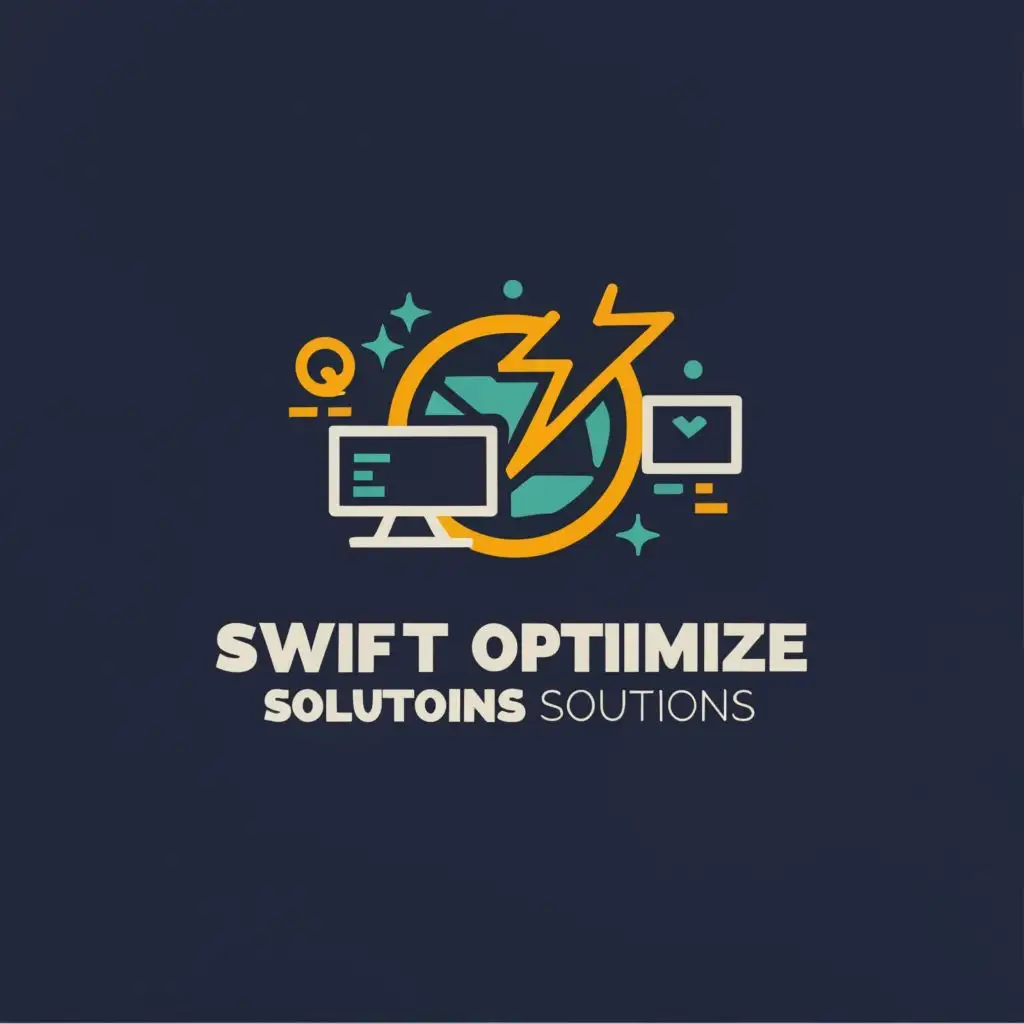 logo, computers emails lightning icon, with the text "Swift Optimize Solutions", typography, be used in Internet industry
