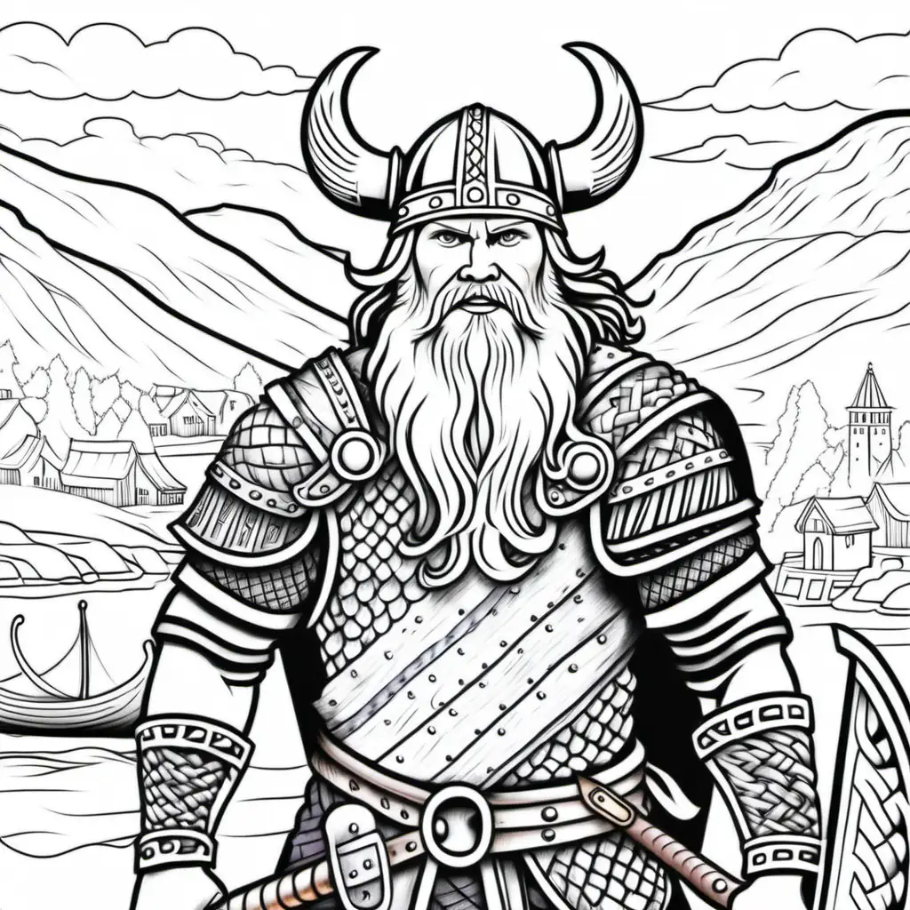 Vibrant Viking Coloring Page for Kids Fun and Educational Swedish Adventure