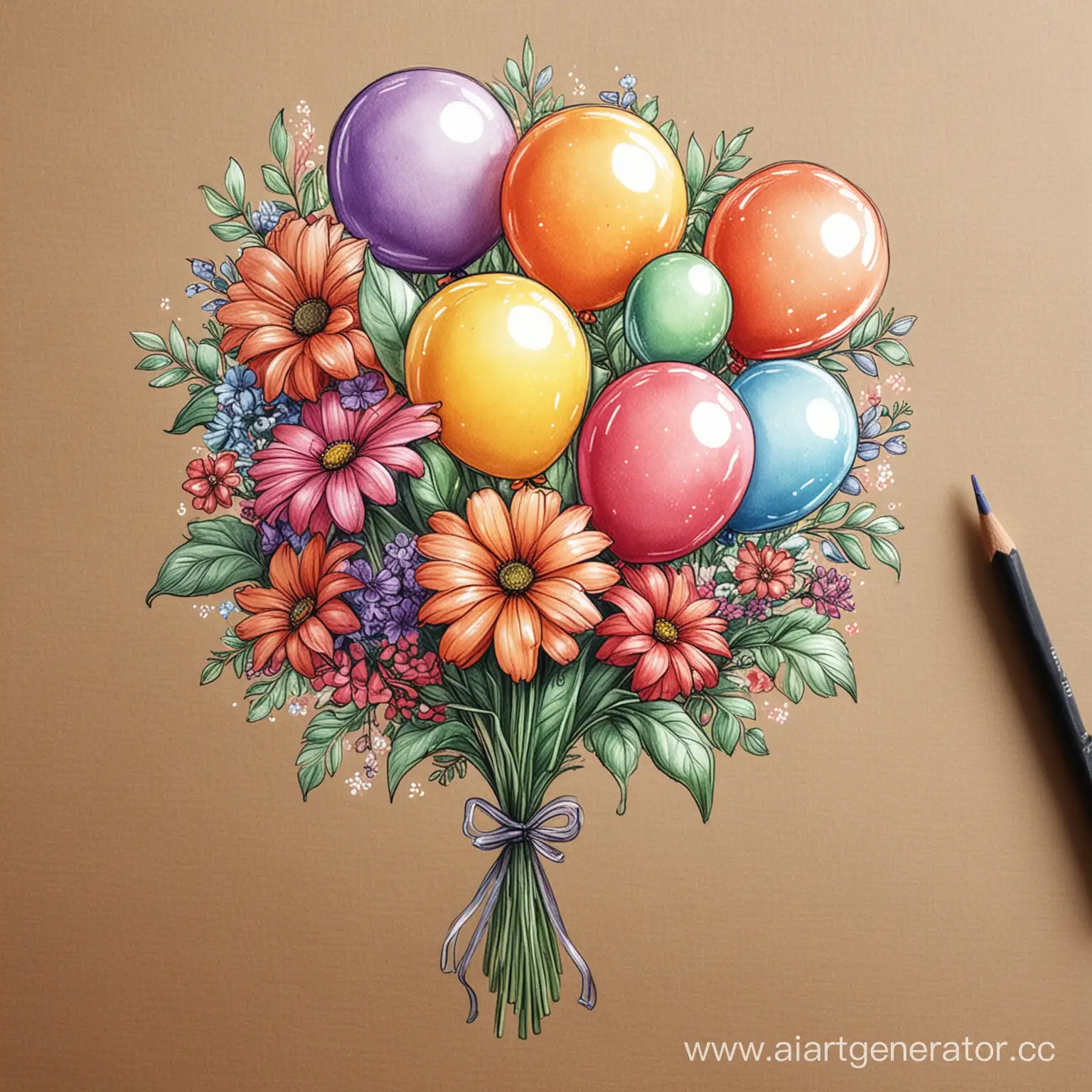 Cheerful-Bouquet-of-Bright-Flowers-with-Balloon