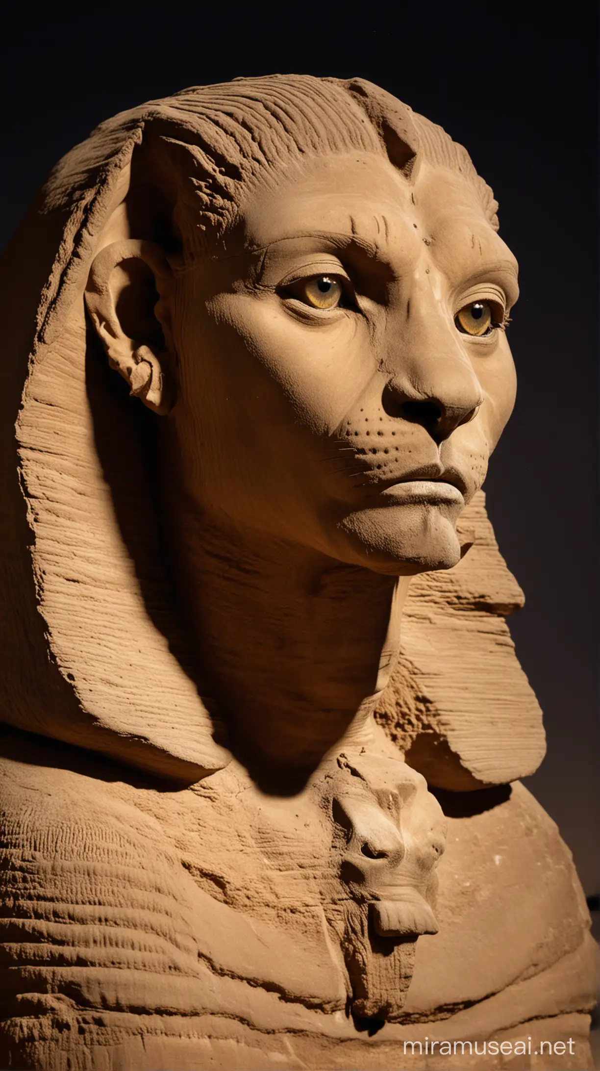 Enigmatic Sphinx with Glowing Eyes in the Shadows | MUSE AI