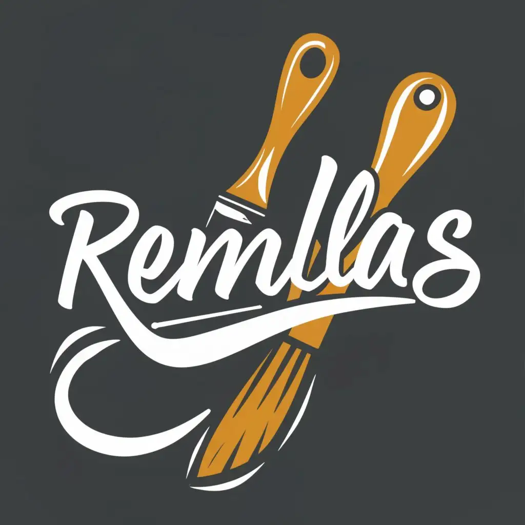 logo, Paint brush, with the text "REMLAS", typography