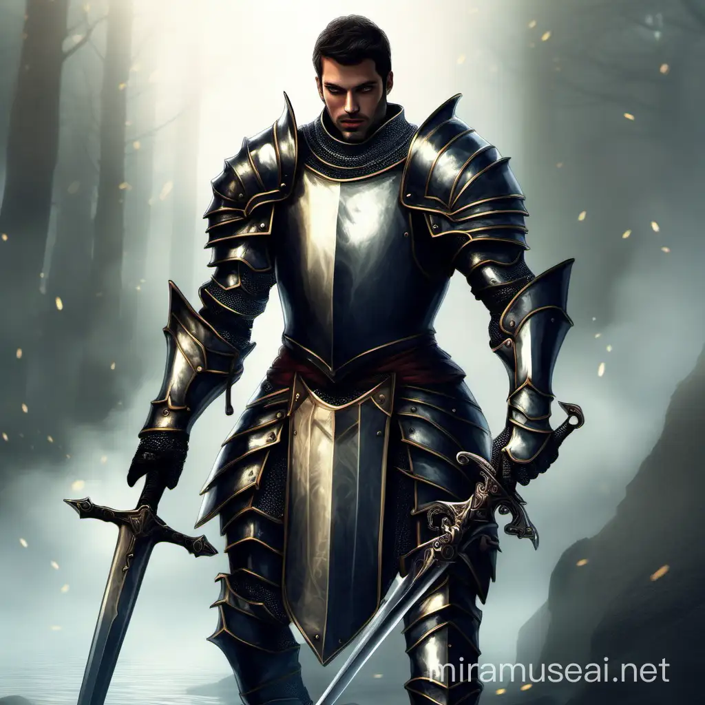 Create me a male Human Knight in a fantasy world