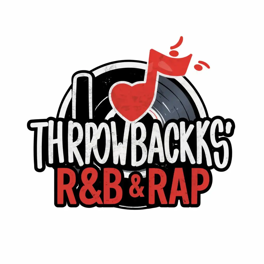 a logo design,with the text "I Love Throwbacks R&B & Rap", main symbol:Music,Moderate,be used in Entertainment industry,clear background