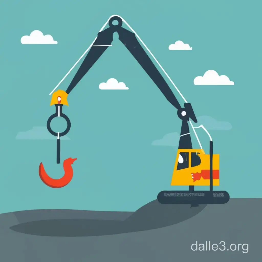 Pile Driver Jib Disaster Hook Falling Cartoon Illustration | Dalle3 AI