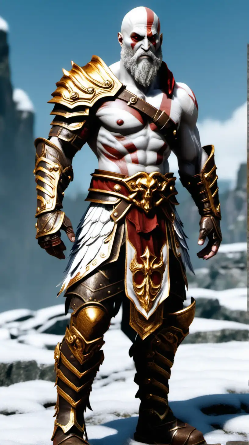 Kratos wears white and gold Heaven Angel Armor