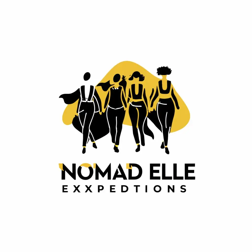 LOGO-Design-for-Nomad-Elle-Expeditions-Empowering-Women-in-Travel-Adventures-with-Black-and-Yellow-Symbolism