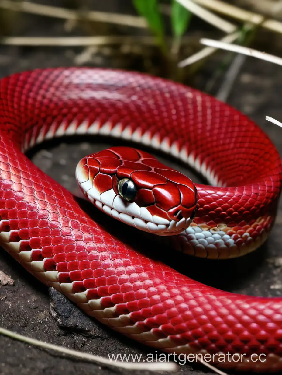 CloseUp-View-of-Vibrant-Red-Snake
