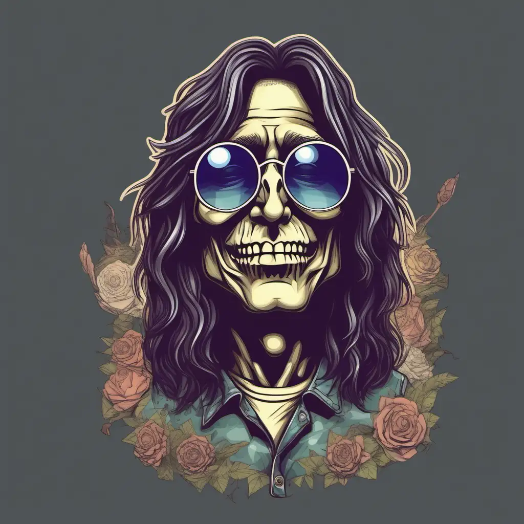 Trendy Hippy Skull with John Lennon Shades Fantasy 3D Vector Art