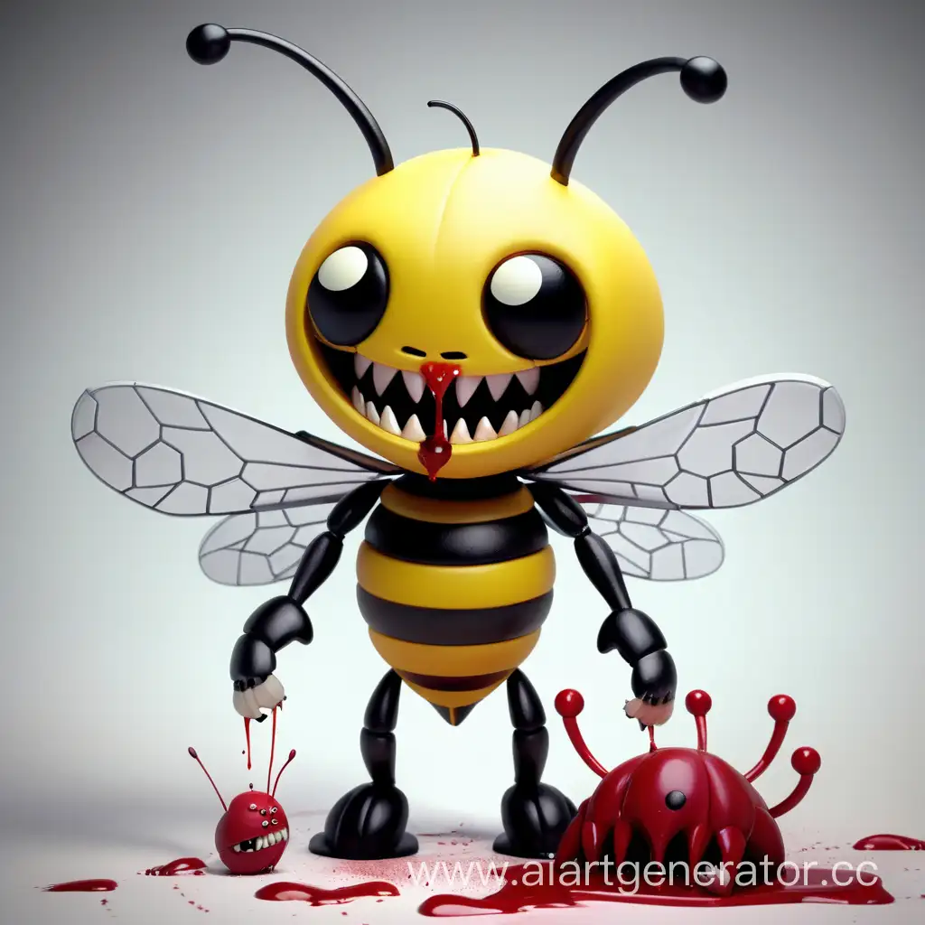 Menacing-Monster-Bee-Toy-with-Sharp-Teeth-in-Poppyplaytime-Setting