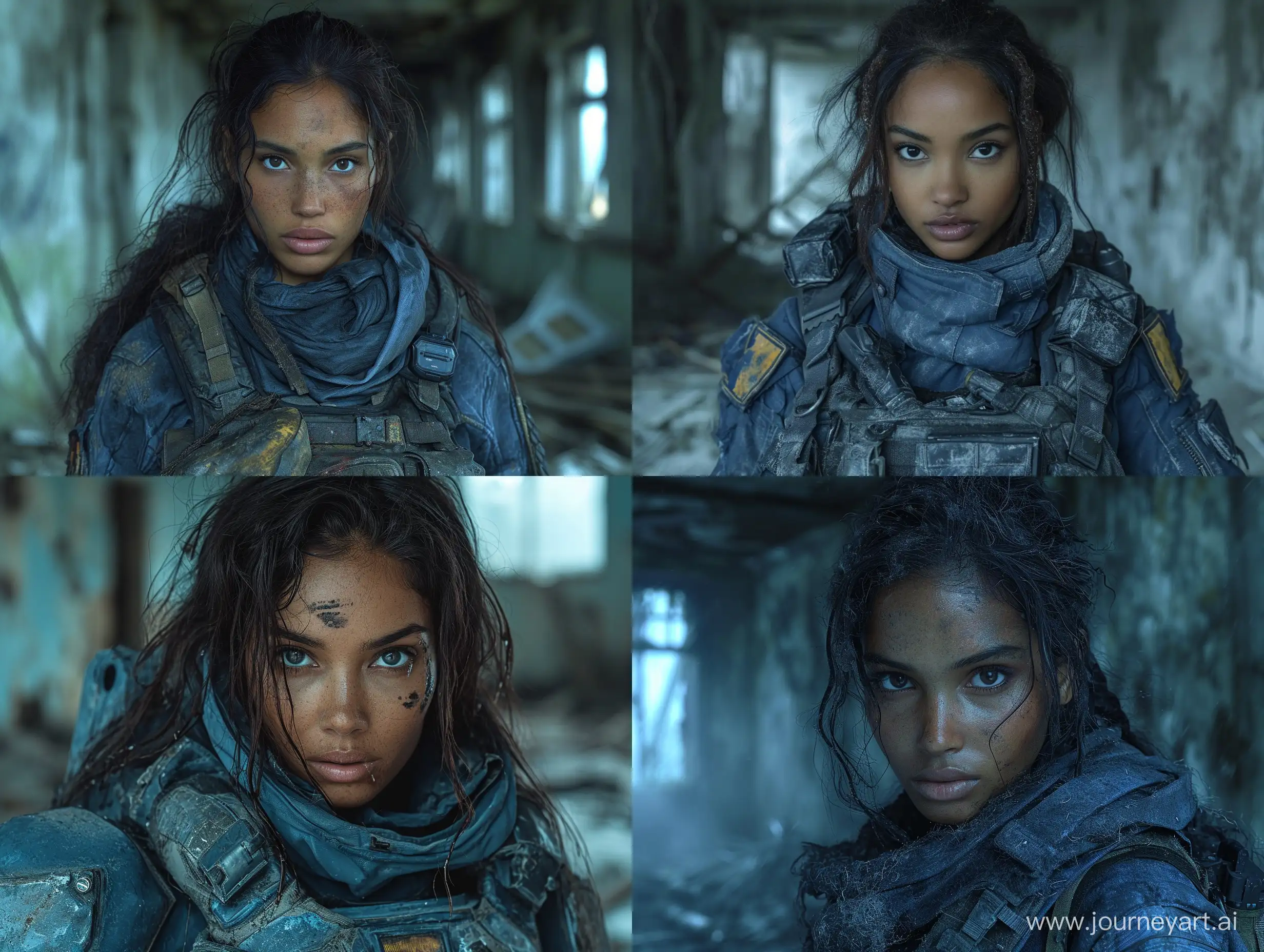 Sheva-Alomar-Mercenary-in-Dark-Blue-Tactical-Gear-in-Abandoned-Room
