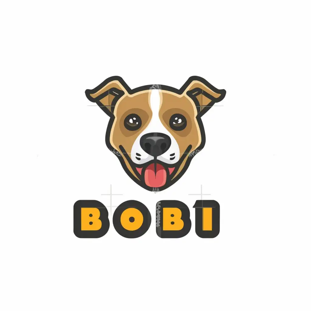 a logo design,with the text "Bobi", main symbol:pitbull cartoon,Moderate,be used in Animals Pets industry,clear background