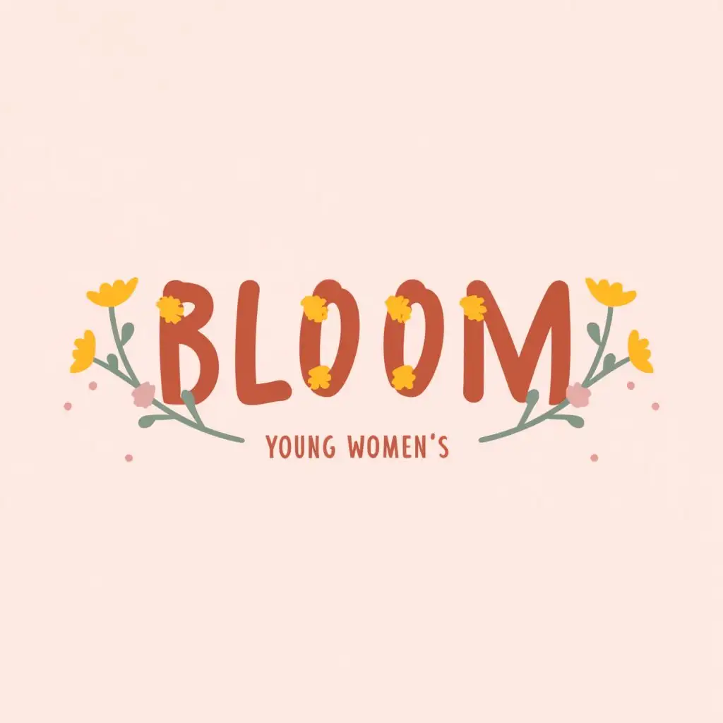 LOGO-Design-For-Bloom-Cute-Typography-with-Pastel-Pink-and-Yellow-Flowers-for-Young-Womens-Ministry