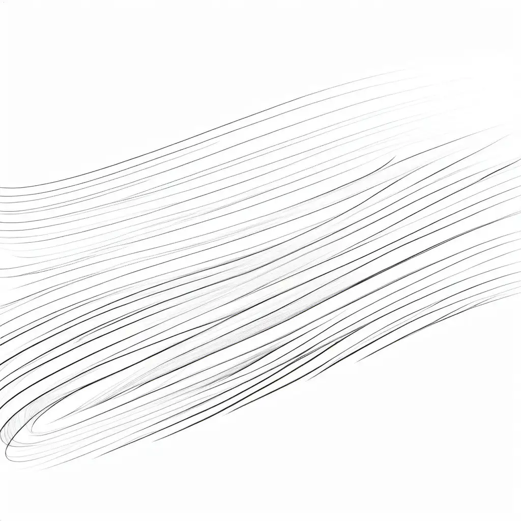 Dynamic Hand Sketch of Motion Lines on White Background